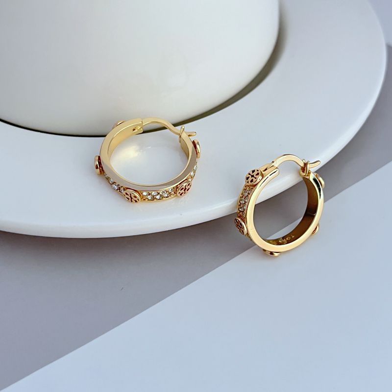 Tory Burch Exquisite Round Diamond-Logo Metal Earrings