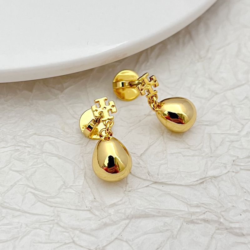 Tory Burch Gold-tone Shiny Teardrop Pendant Earrings