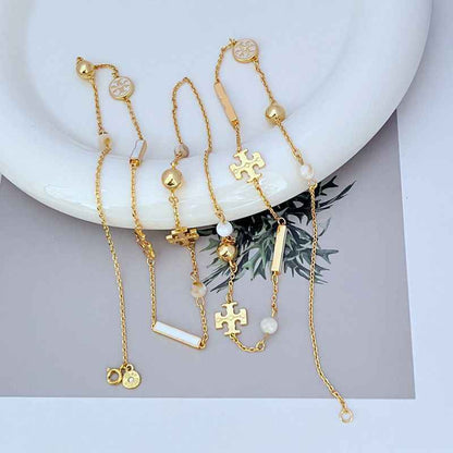 欧美时尚气质简约通勤拼接设计珐琅釉字母女款精美项链 毛衣链