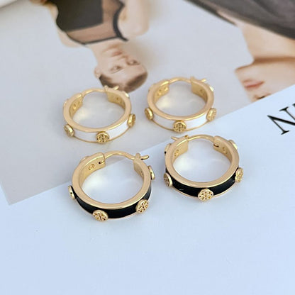 Tory Burch Classic Enamel Logo Metal Earrings women