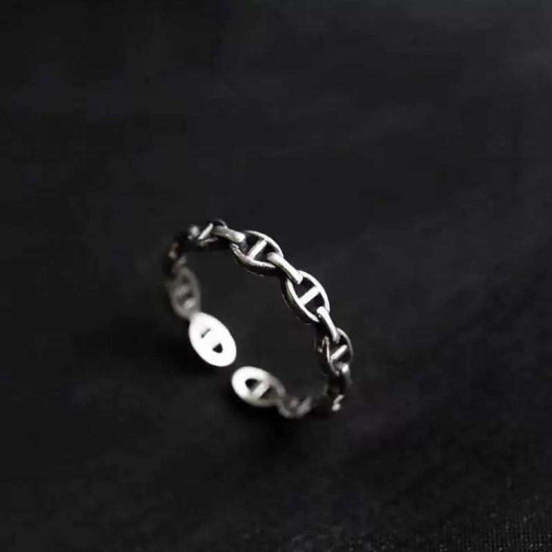 S925 Sterling Silver Vintage Lucky Charm Ring for Women