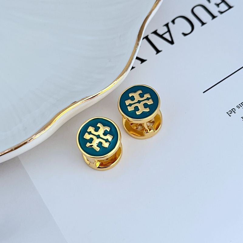 Tory Burch Enamel Rhinestone Reversible Earrings