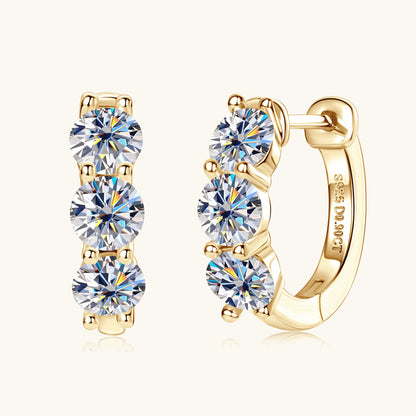 Three-Stone Moissanite Huggies