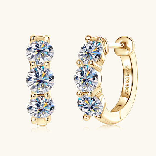 Three-Stone Moissanite Huggies