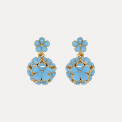 Oscar de la Renta Exquisite Enamel Hydrangea Metal Stud Earrings