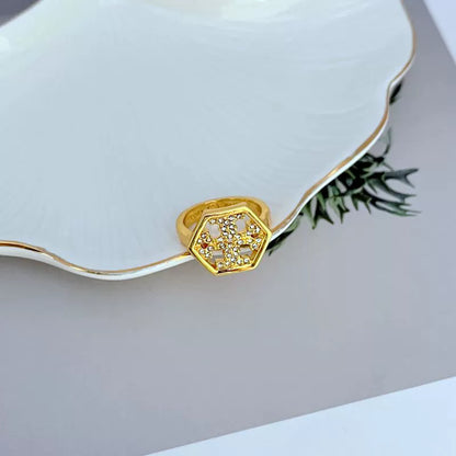 Tory Burch hexagonal diamond ring