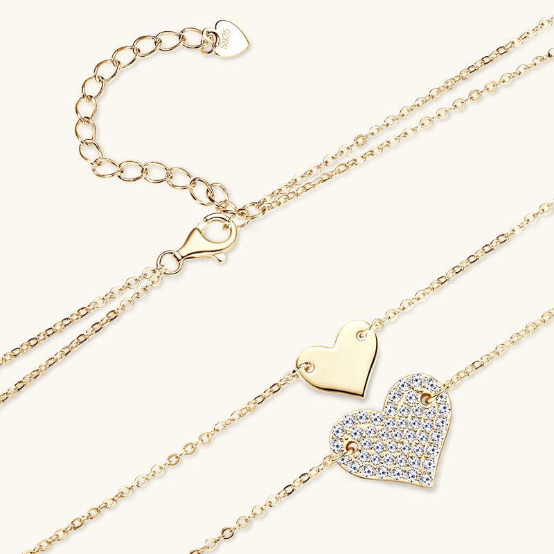 Mother Daughter Heart Moissanite Necklace