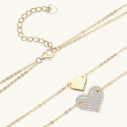 Mother Daughter Heart Moissanite Necklace
