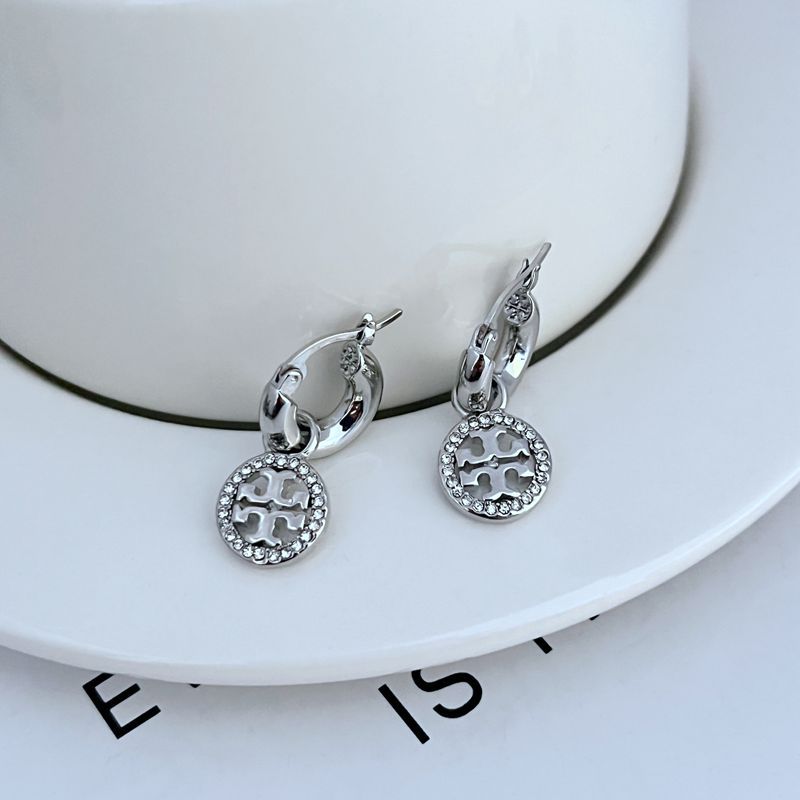 Tory Burch Sweet Diamond Openwork Round Pendant Earrings