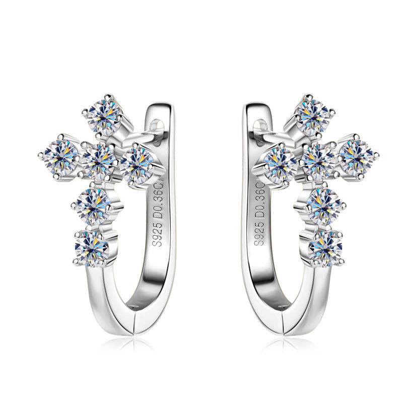 Moissanite Cross Huggie Earrings