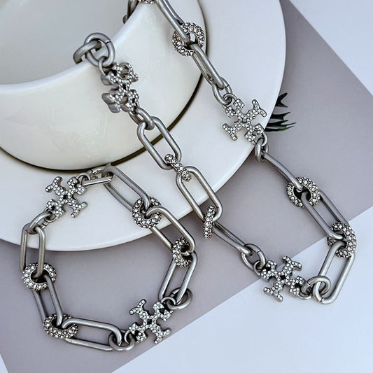 Tory Burch light luxury heavy diamond chain bracelet necklace