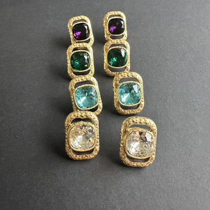 Oscar de la Renta Square Crystal Stud Earrings