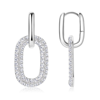 Moissanite Rectangular Hoop Earrings