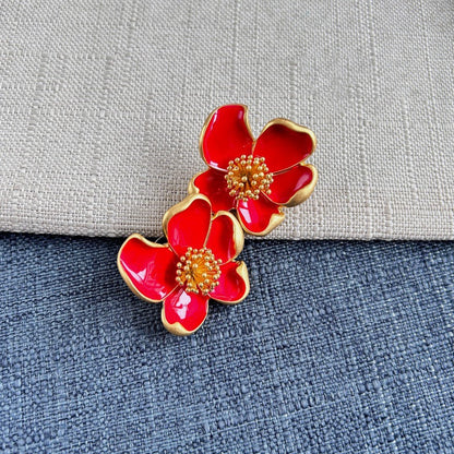 Oscar de la Renta Vintage Enamel Floral Stud Earrings for Women