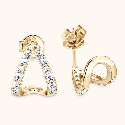 Triple Moissanite Open Triangle Earrings