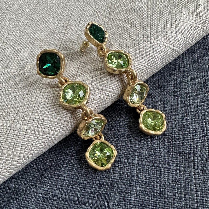 Oscar de la Renta Full-Crystal Glass Square Drop Earrings
