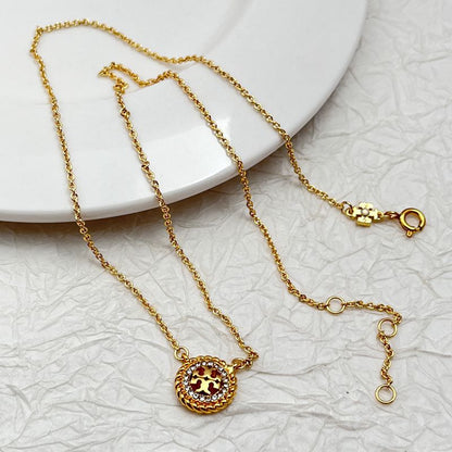 Tory Burch Round Openwork Rhinestone Fashion Necklace