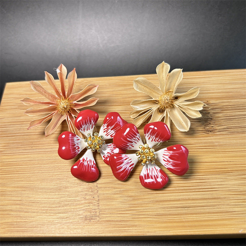 Oscar de la Renta Gradient Enamel Cherry Blossom Studs