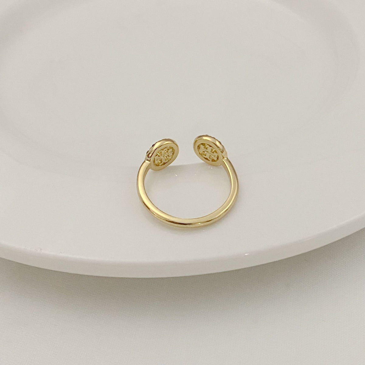 Tory Burch Fashion Rhinestone Round Logo Ring