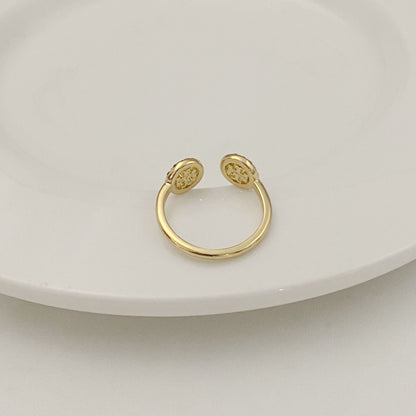 Tory Burch Fashion Rhinestone Round Logo Ring