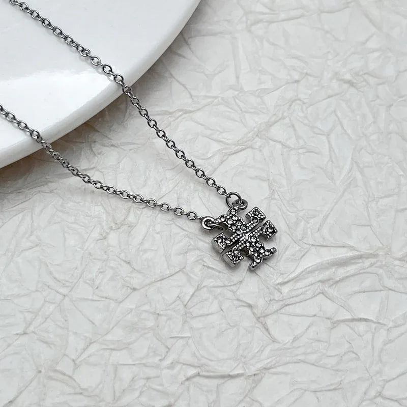 Tory Burch Sparkling Rhinestone Necklace Metal Women - JIMMY JEWELRY 01