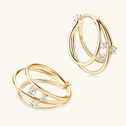 Moissanite Triple Hoop Earrings