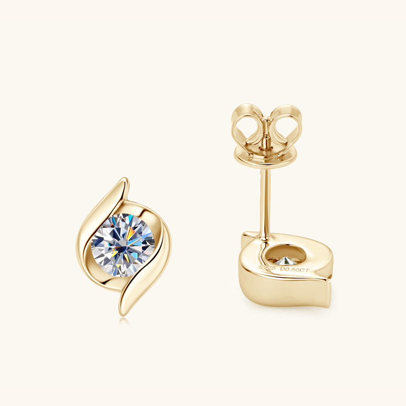 Moissanite Swirl Stud Earrings