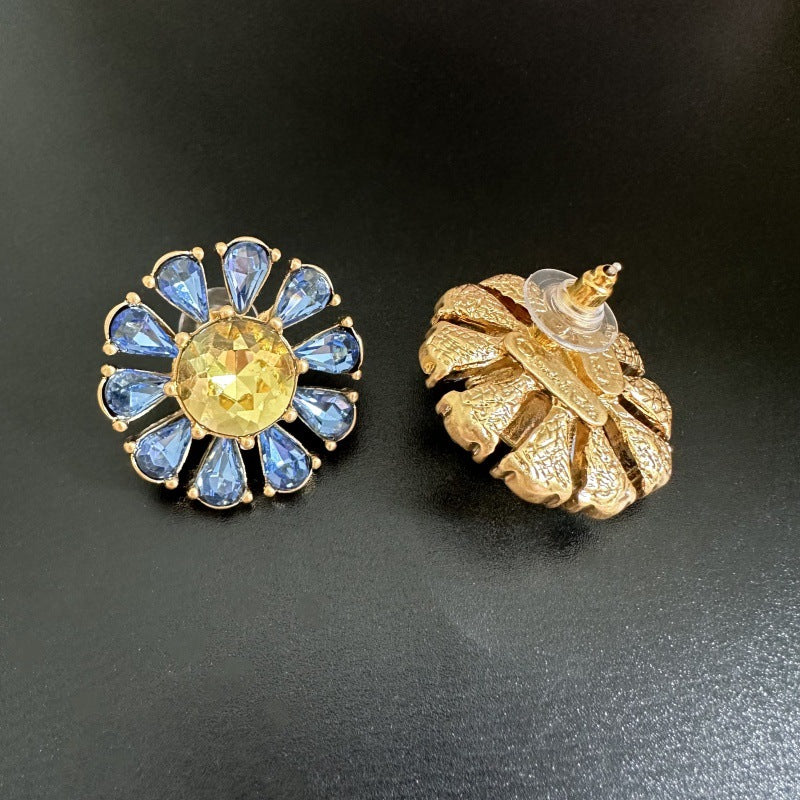 Oscar de la Renta Diamond Sunburst Flower Stud Earrings