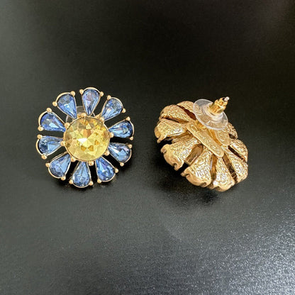 Oscar de la Renta Diamond Sunburst Flower Stud Earrings