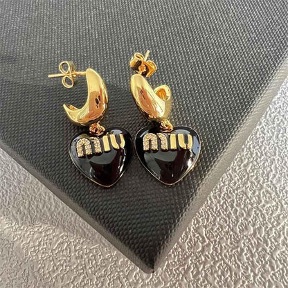 Miu Miu Heart Enamel Sweet Earrings - JIMMY JEWELRY 01