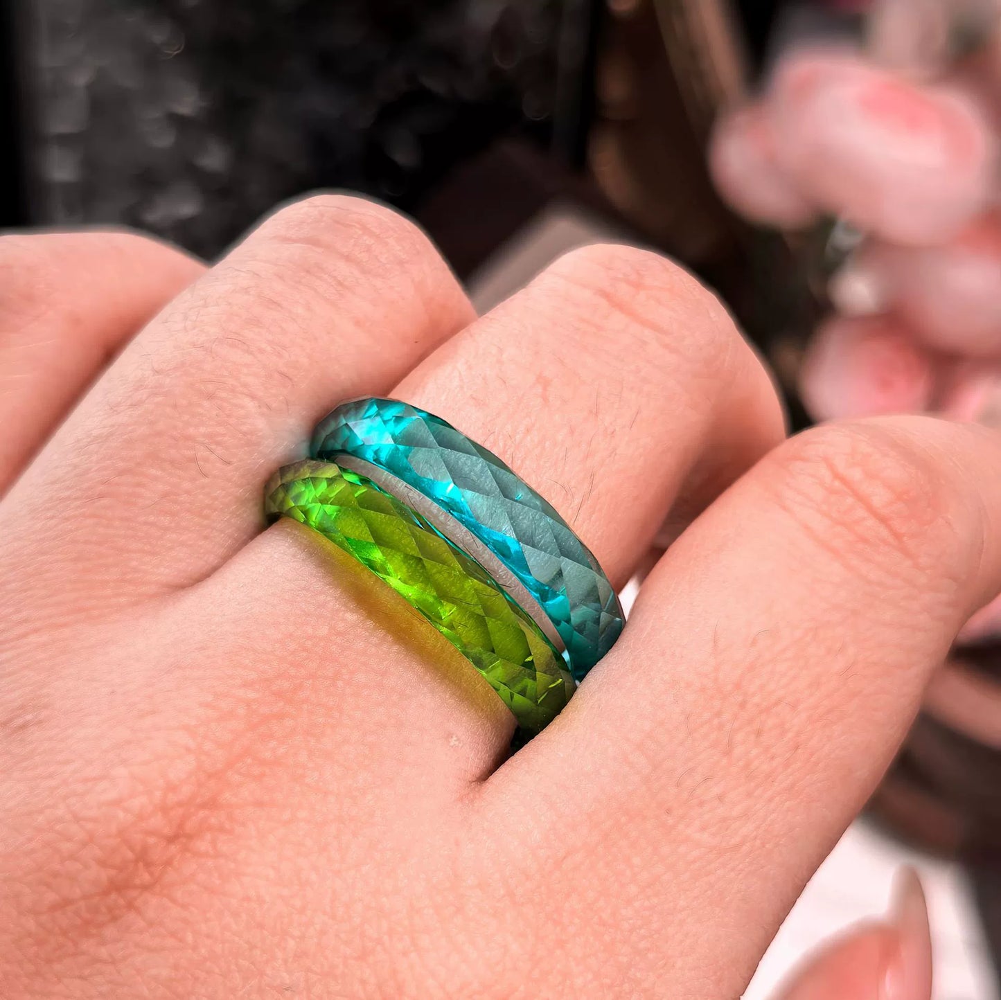 Lab Grown Diamond Band Wedding Ring Neon Blue | JIMMY JEWELRY