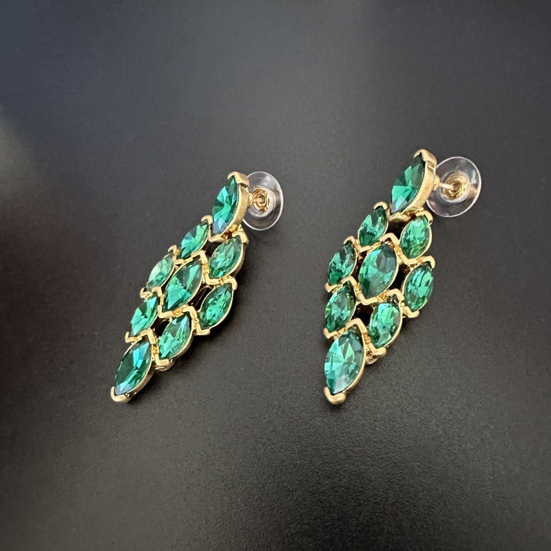 Oscar de la Renta Sparkling Rhinestone Diamond Shaped Earrings