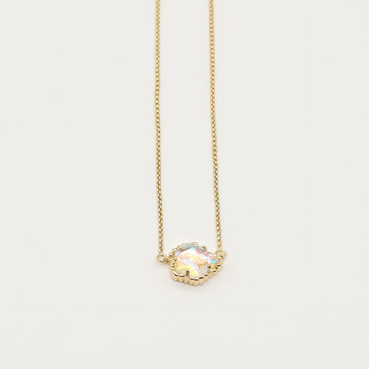 Kendra Scott mother-of-pearl necklace with gold-tone irregular rhombus pendant