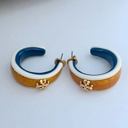 Tory Burch Enamel Logo Women's Metal Earrings