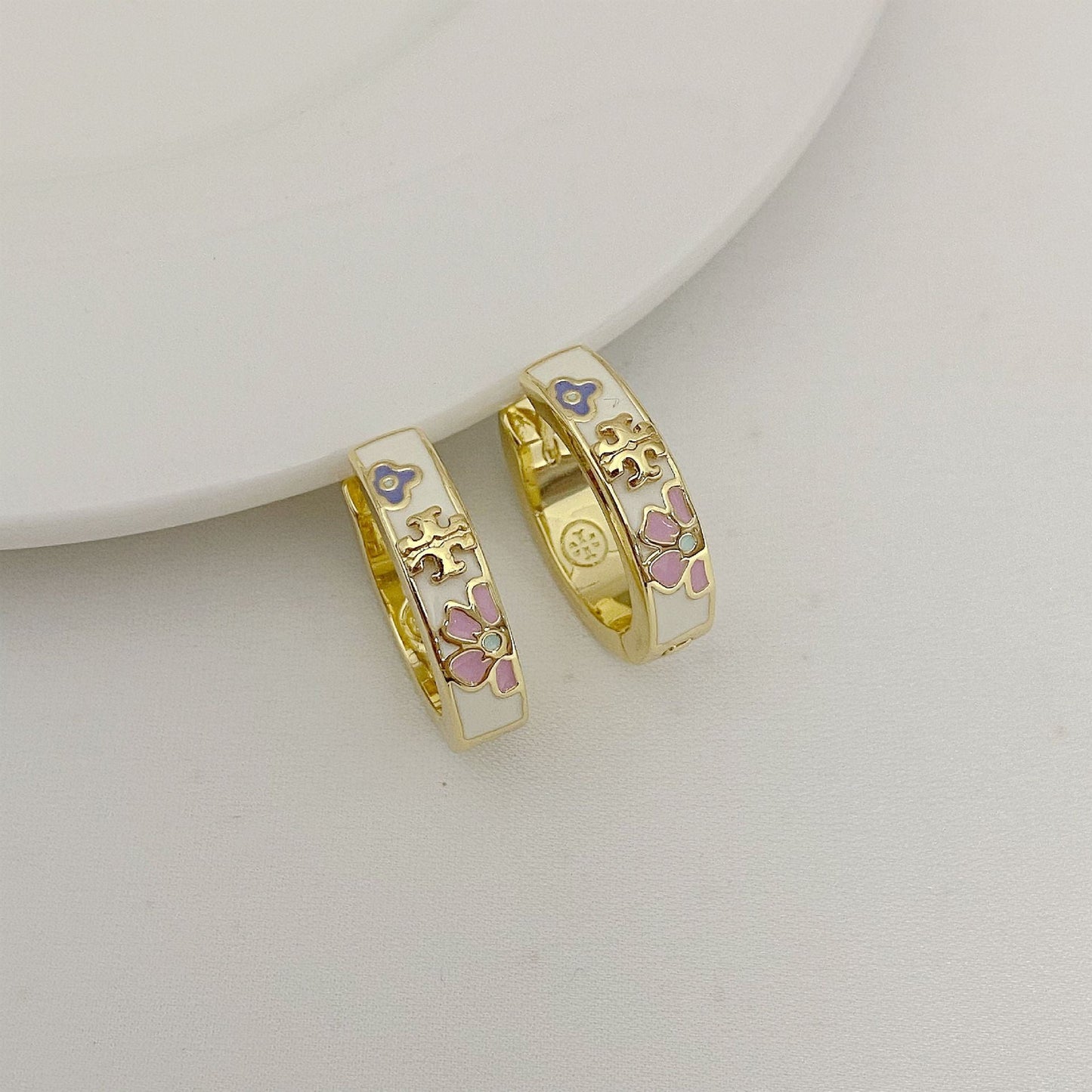Tory Burch Exquisite Colorful Enamel Flower Earrings
