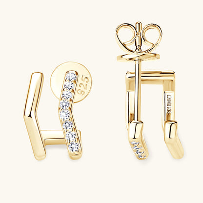 Moissanite Hexagonal Hoop Earrings
