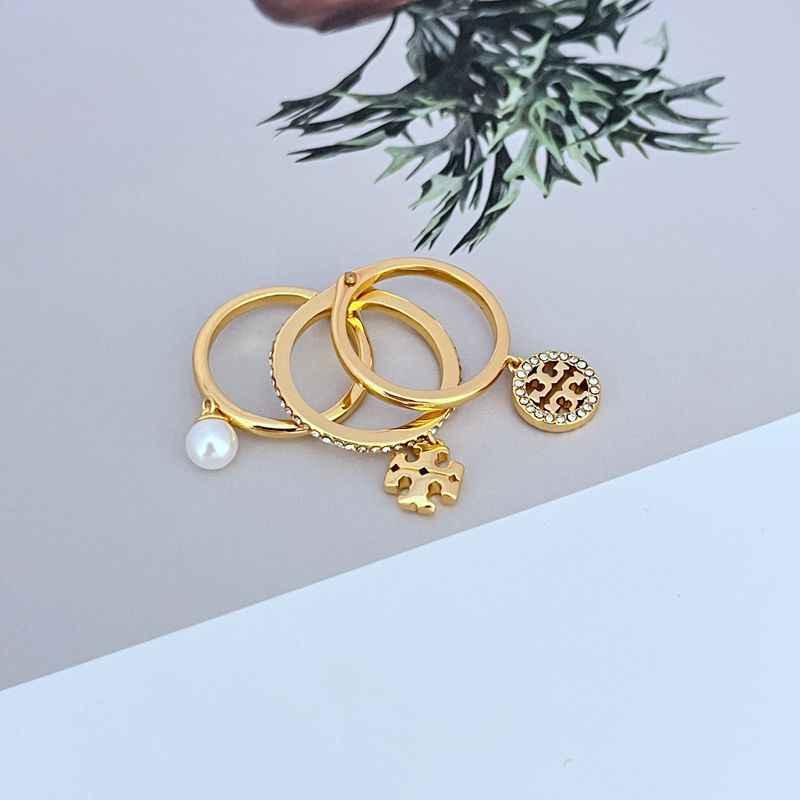 Tory Burch Pearl Rhinestone Three-in-One Ring - JIMMY JEWELRY 01