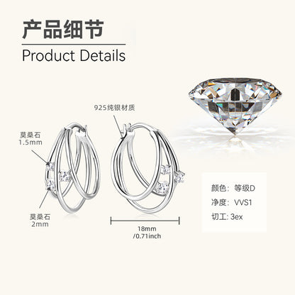 Moissanite Triple Hoop Earrings