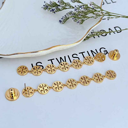 欧美时尚轻奢气质简约通勤镂空英文字母拼接小众女款金属耳坠