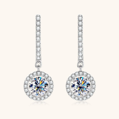 Moissanite Halo Drop Huggie Earrings