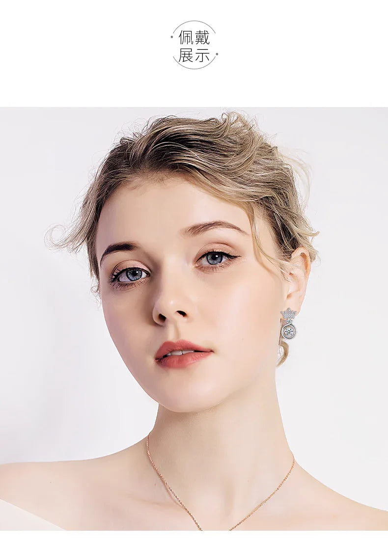 S925 Sterling Silver Diamond Crown Earrings - JIMMY JEWELRY 01