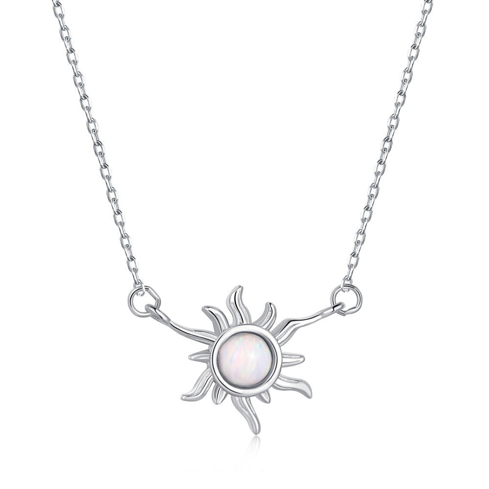 Sun Flower shape blue Opal Hawaiian Necklace