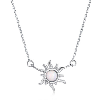 Sun Flower shape blue Opal Hawaiian Necklace