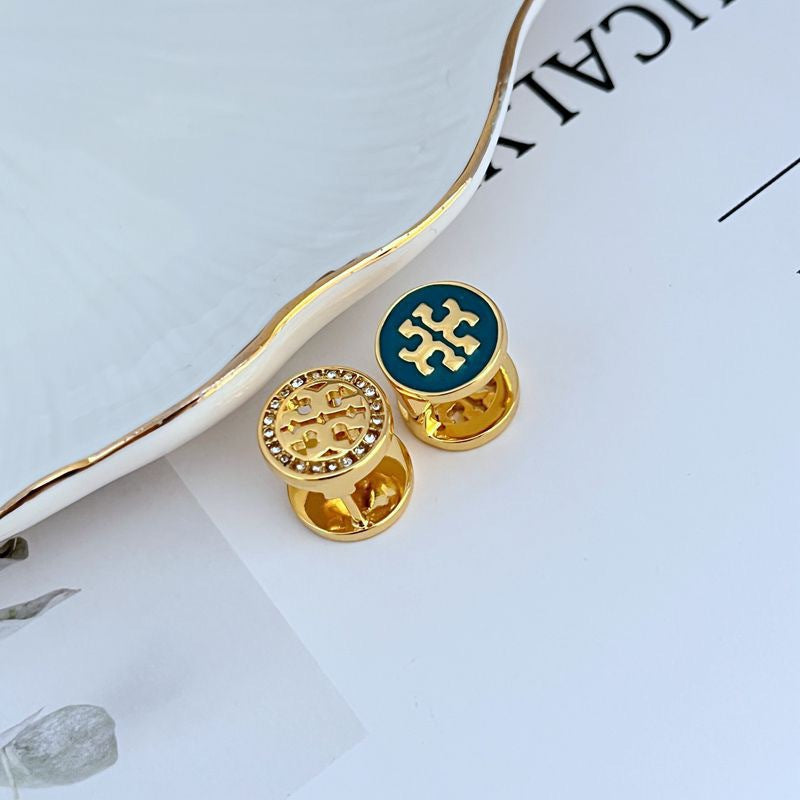Tory Burch Enamel Rhinestone Reversible Earrings