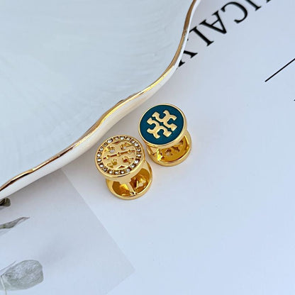 Tory Burch Enamel Rhinestone Reversible Earrings