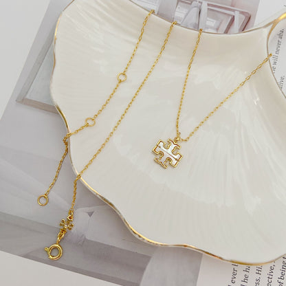 Tory Burch Logo Mother-of-Pearl Pendant Necklace