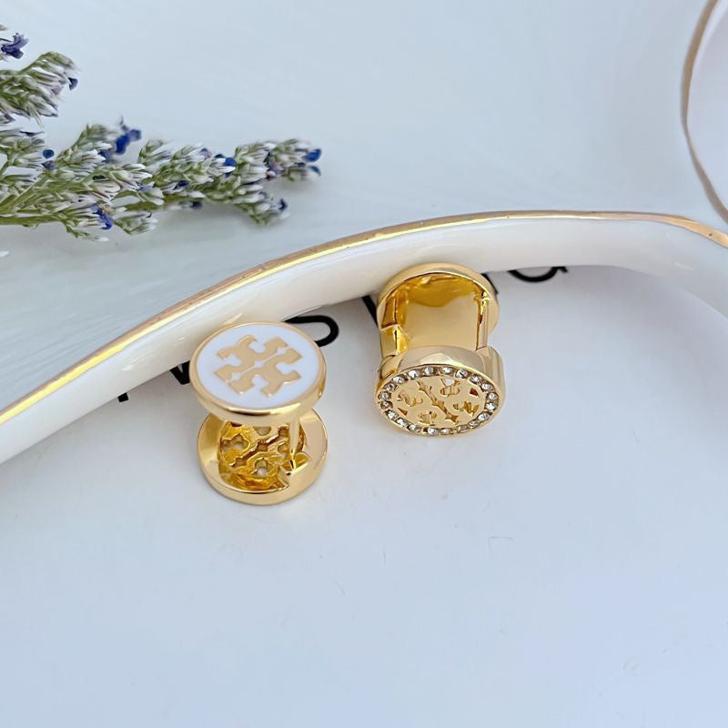 Tory Burch Enamel Rhinestone Reversible Earrings