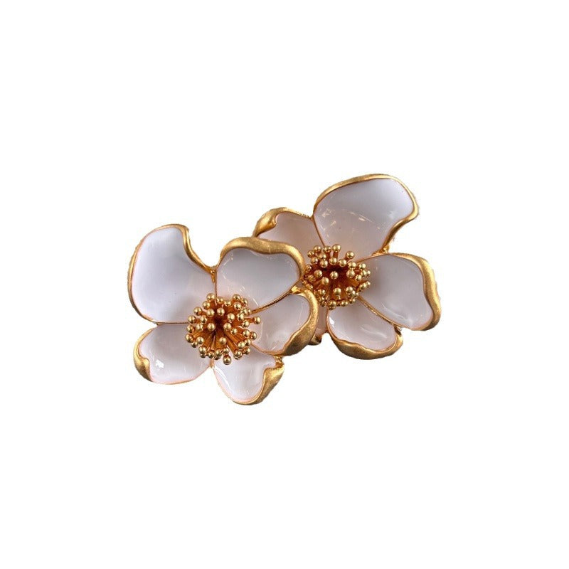 Oscar de la Renta Vintage Enamel Floral Stud Earrings for Women