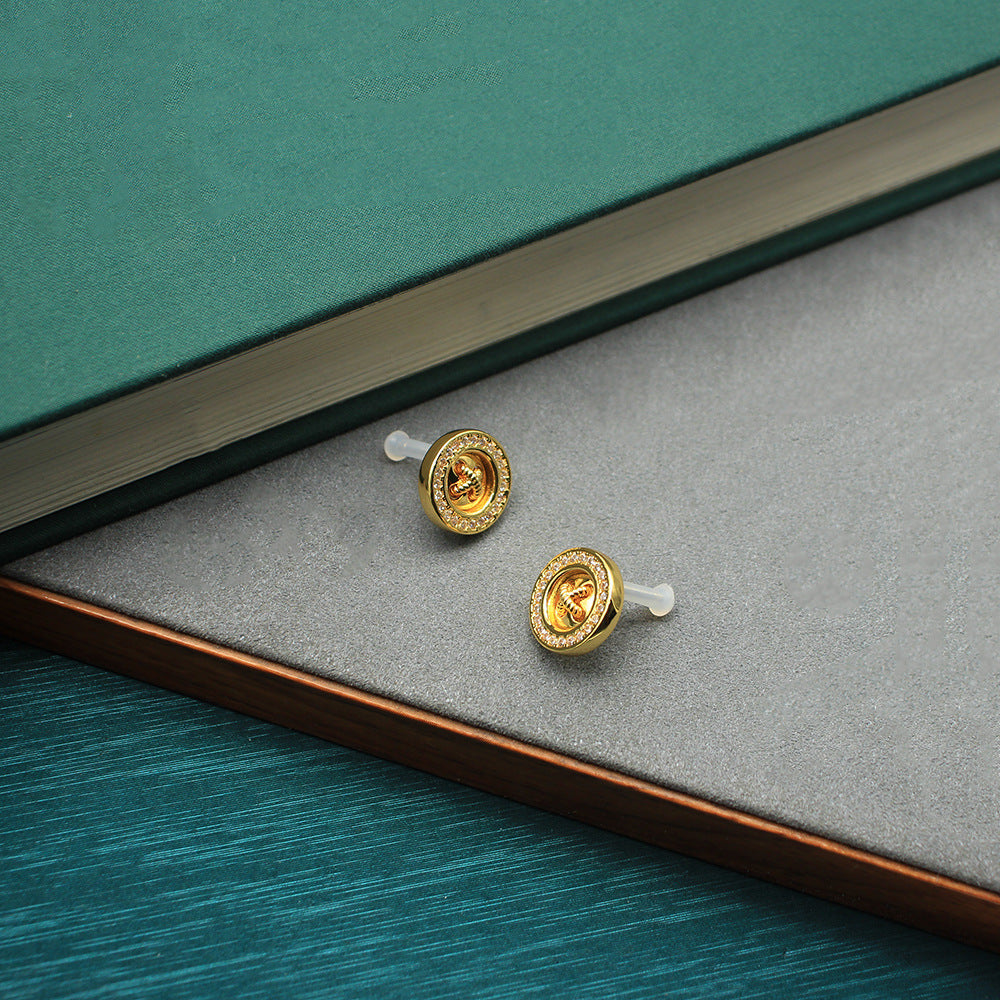 Vintage Gold-Tone Round Button Earrings Bracelet necklaces Set