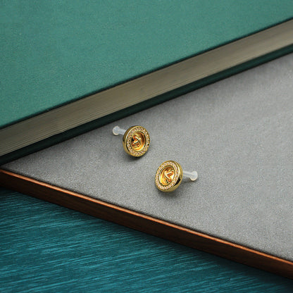 Vintage Gold-Tone Round Button Earrings Bracelet necklaces Set